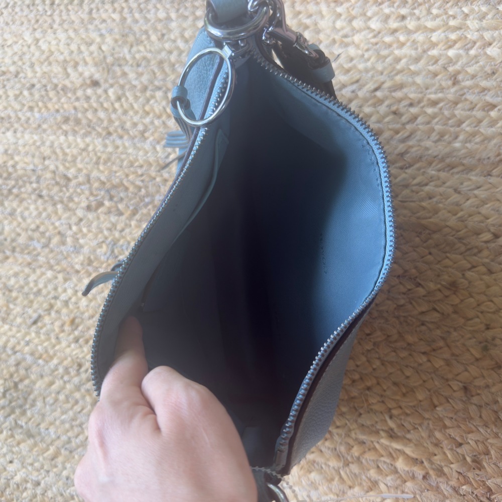 Coach Sutton Pebbled Leather Crossbody Bag Hobo Dusty Blue Gunmetal 52548 - Picture 3 of 10